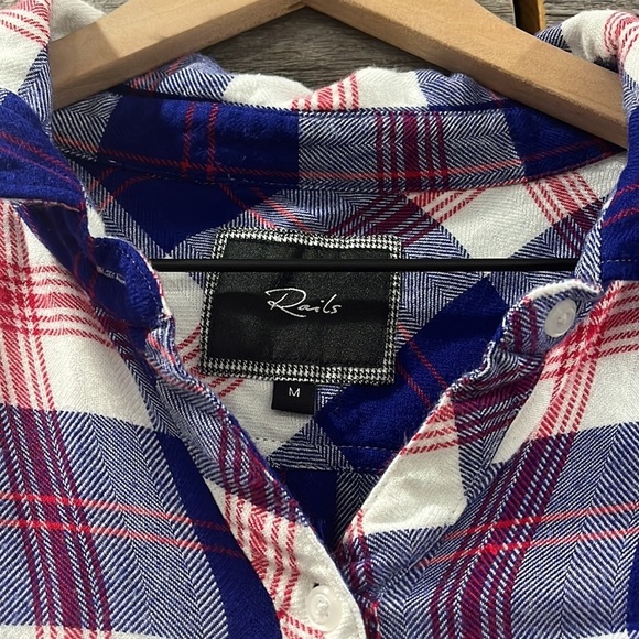 Rails Soft Blue Red White Plaid Button Down Shirt - Picture 5 of 6